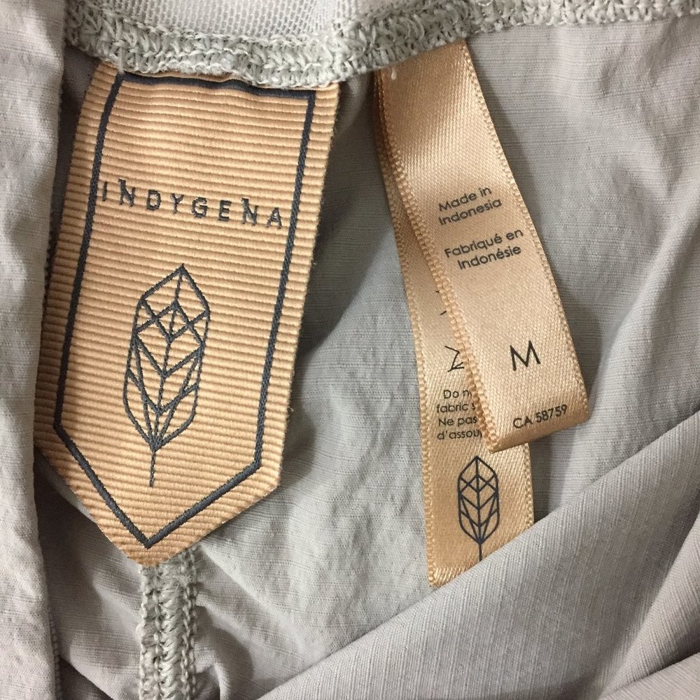 INDYGENA Taupe Ruching Back Short Sheer Sleeve Insert 1/4 Hidden Zip Shirt - Picture 2 of 11